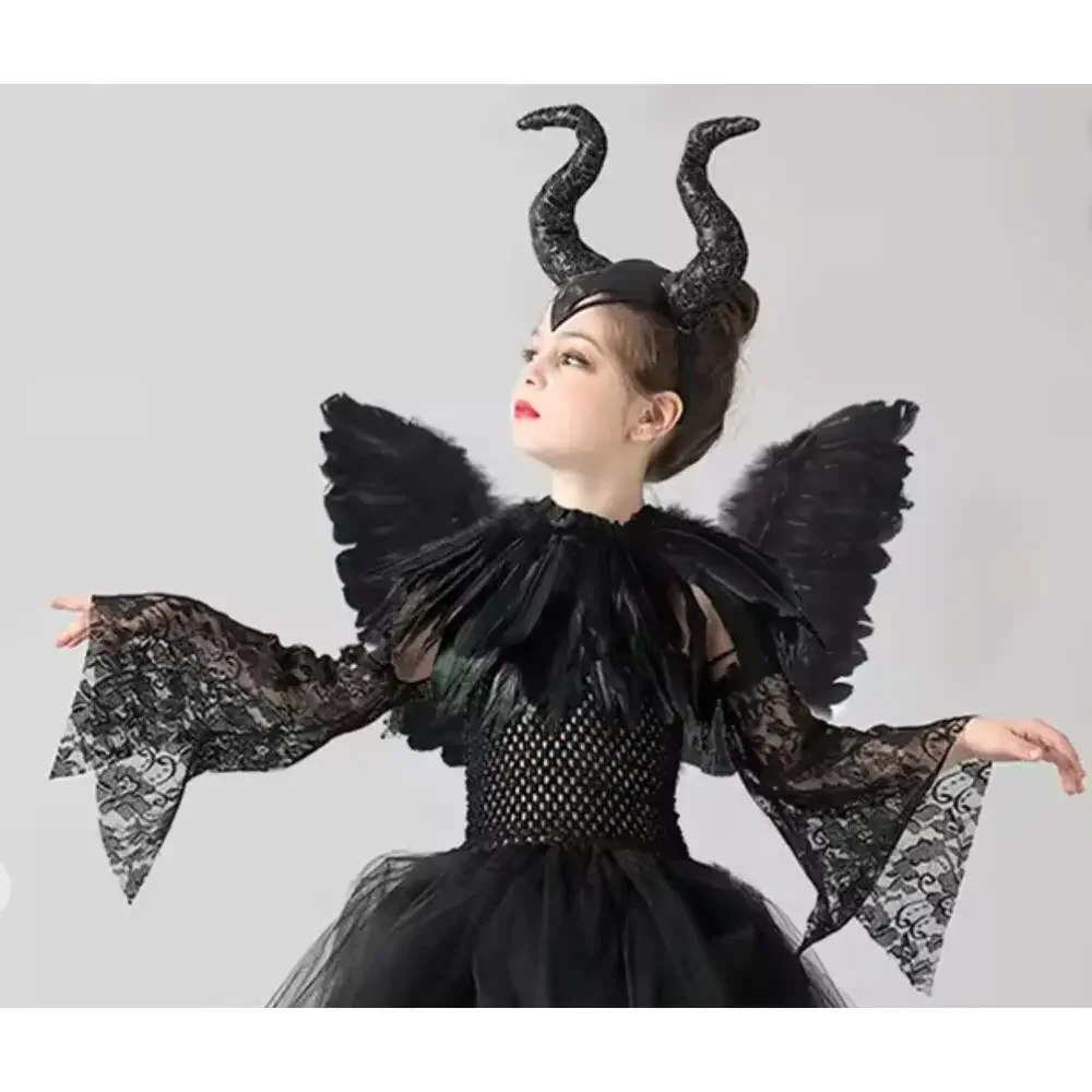 2/$30 Girl's Halloween Maleficent Devil Fallen Angel Costume Child One Size